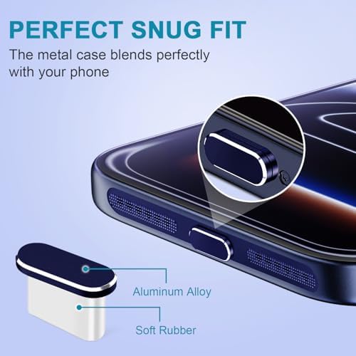 USB C Dust Plug,USB C Port Cover Type C Charging Port Plug Cover Speaker Dust Cover,Accessories for iPhone 17 Pro Max (Dark Blue for iPhone 17 Pro Max) - Image 5