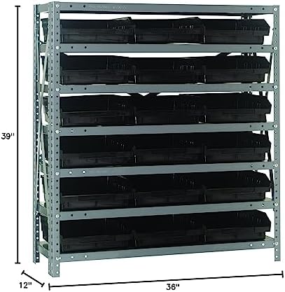 Quantum Storage Systems 1239-109BK Steel Shelving Unit with 4" Shelf Bins, 12" D x 36" W x 39" H, Black - Image 2