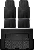 CAR PASS Universal Car Floor Mats & Cargo Liner Full Set, Waterproof Anti-Slip Rubber Trim to Fit Trunk Mats All Weather Protection Fit Car SUV Sedan Coupe Vehicle Automotive 5 Pieces, S-M Size Black by CARPASS