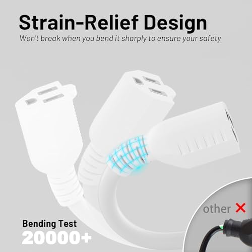 Vockjour 16/3 White Indoor Outdoor Extension Cord 10 Ft Waterproof - Image 2