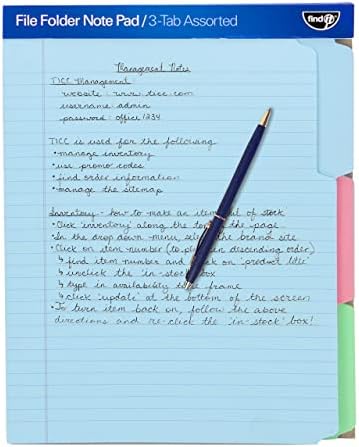 Find It File Folder Notepad - Pack of 12-9.5 x 12.5 Inch Notebook Organizer Folders for Filing, Document, and Clipboard Organization - Assorted Colors by Find+It%C2%AE