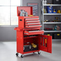 Dawmilon 5-Drawer Rolling Tool Chest with Wheels - High Capacity Tool Cabinet with Detachable Top Toolbox for Garage and Workshop Organization - Metal Tool Cart with Liner & 4 Hooks, Red by Dawmilon
