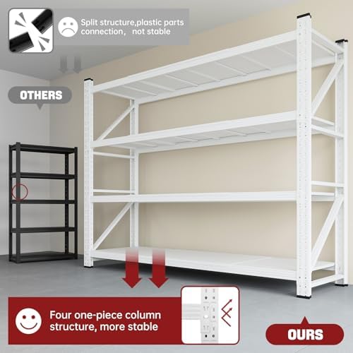RAVIGIN 7000LBS Storage Shelves,79" W Garage Shelving Heavy Duty Metal Adjustable Garage Shelves, Shelving Units Industrial Shelving for Warehouse,79" W x 24" D x 79" H,White - Image 6