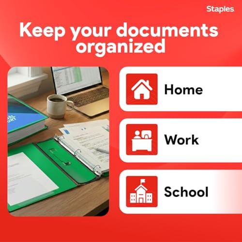 Staples Heavy-Duty 3-Inch D-Ring Binder, Green, Holds 600 Sheets - Image 6