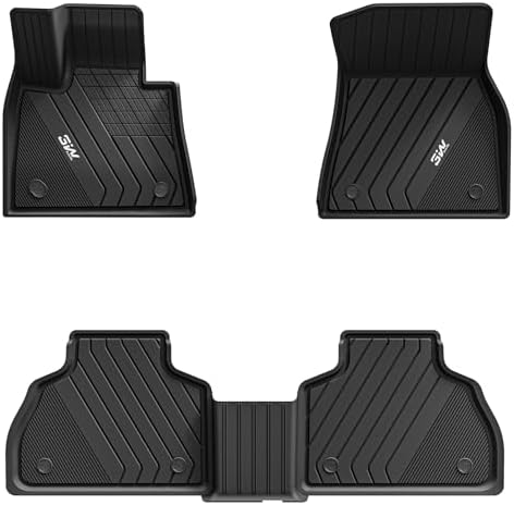 3W Floor Mats for BMW X7 6 Seats 2019-2025 2026, TPE All Weather Black by 3W