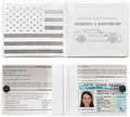 Ziciner Car Registration Insurance Holder, 2Pack Essential Auto Card Document Glove Box Organizer with Touch Fastener, Vehicle Interior Accessories Perfect for Most Car, Truck, SUV (White/Back Flag) by Ziciner
