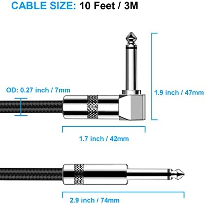 New Bee Guitar Cable 10ft Electric Instrument Bass AMP Cord - Image 2