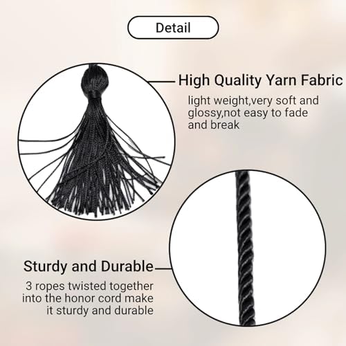 Graduation Honor Cords, 68" Long (Black) - Image 2