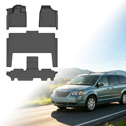 Floor Mats for Chrysler Town & Country (ONLY Stow'n Go) 2008-2016 by Vehiwell