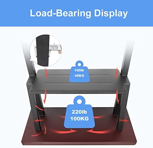 Hellsehen Mobile TV Stand,Rolling TVs Cart on Wheels Height Adjustable Heavy-Duty Floor Stand Base for 32-75 Inch LCD LED OLED Flat Panel Screens Smartboard Movable Holds up to 220lbs with Shelf - Image 4