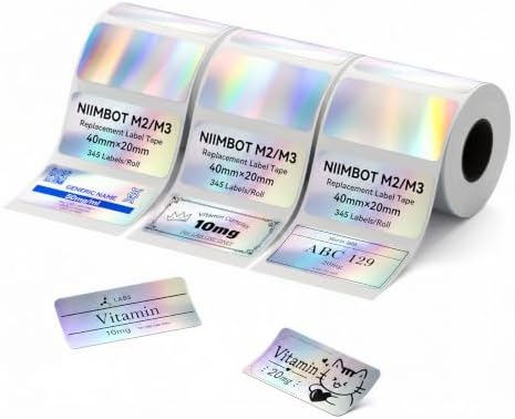 NIIMBOT M2/M3 Thermal Transfer Labels 3 Rolls, 1.57''×0.79'', Laser Silver by NIIMBOT%C2%AE