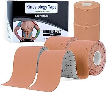 Kinesiology Tape Precut, Lychee Elastic Cotton Athletic Tape for Joint Support and Muscle Pain Relief Waterproof Breathable (Beige,4 Rolls) by Lychee