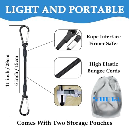SDTC Tech 8IN Mini Short Bungee Cords with Carabiner Hooks - Image 2
