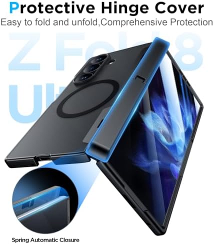 Temdan for Samsung Galaxy Z Fold 8 Ultra Case,[Compatible with MagSafe][Built-in HD Screen Protector & Kickstand][Hinge Protection] Translucent Matte Shockproof Phone Case for Z Fold 8 Ultra,Black - Image 7