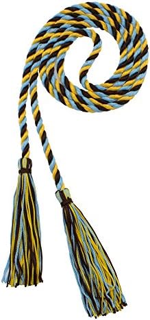Tassel Depot Graduation Honor Cord - Brown/Light Blue/Gold - Every School Color Available - Made In Usa by TasselDepot