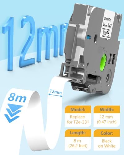 20-Pack Replacement for Brother P-Touch Tape 12mm 0.47 Laminated White - Image 6