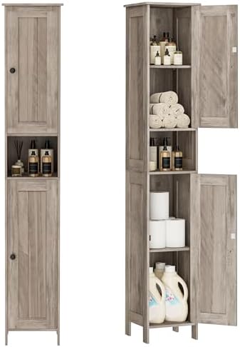Homleke Tall Bathroom Storage Cabinet with 2 Doors, Slim Bathroom Cabinet by Homleke