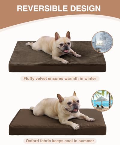 KSIIA Orthopedic Dog Bed for Small Dogs with Waterproof Lining, Brown,23x17 - Image 4