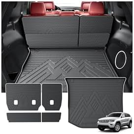 KUST Trunk Cargo Mat for Jeep Grand Cherokee 2011-2021, TPE Rubber Trunk Liner with Backrest Mat for Grand Cherokee Accessories All Weather Back Seat Protector Rear Cargo Liner Raised Edge by KUST