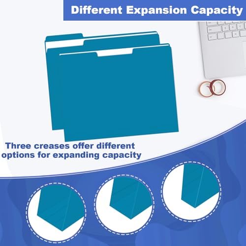 File Folder, HERKKA 30 Pack 1/3 Cut Tab File Folders, File Folders Great for Organizing and Filing, Letter Size, Blue - Image 4