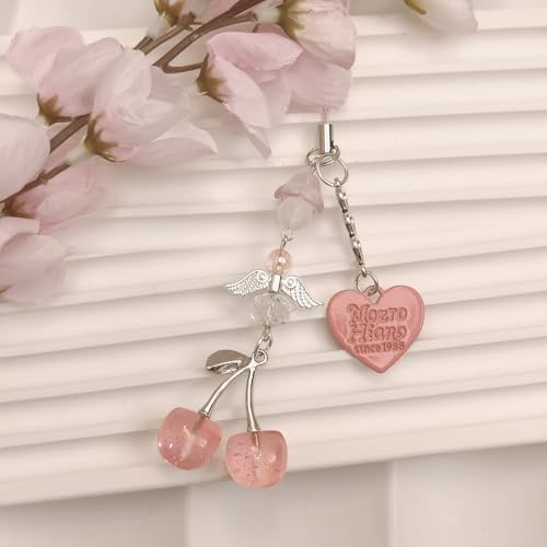 Phone Charms Strap Cute Cherry CellPhone Straps Aesthetic Pink Red Black BlueCherry Phone Chain for Camera Keychain Bag Pendant Decor Gift - Image 5