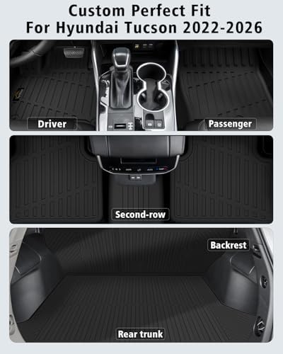 Floor Mats & Cargo Mat with Backrest Mat for Hyundai Tucson 2022-2026 Fuel - Image 2