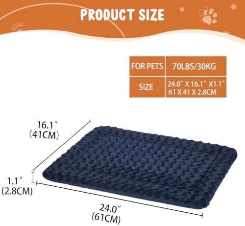EMPSIGN Dog Crate Pad for 24"x18" Dog Crate, Plush/Canvas Navy - Image 2