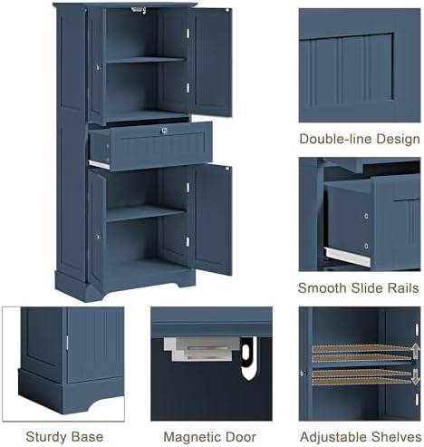 ChooChoo 51" H Bathroom Floor Cabinet with Drawer and Adjustable Shelves - Image 4