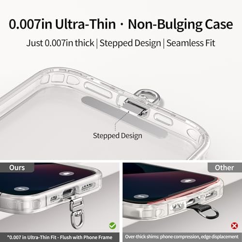saxsion Phone Tether Tab & Lanyard Tab, 360° Swivel Clip - Ultra Thin Stainless Steel Universal Patch for All Phone Cases - Image 3