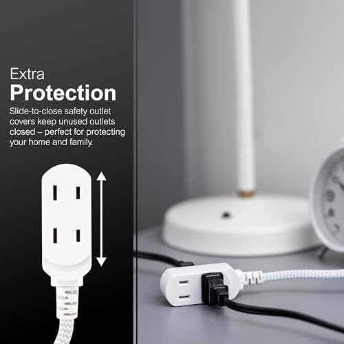 GE Indoor Flat Plug Extension Cord 15 Ft, 3-Outlet Braided Extension Cord - Image 4