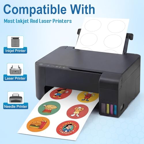 Circle Labels,3" Diameter High Visibility Round Labels,Round Sticker Labels for Laser&Inkjet Printers,30 Sheets,180 Total Adhesive Labels for Business Logos,Product&Price Tags,Pony Packaging HB-C006 - Image 3