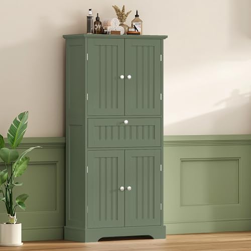 ChooChoo 51" H Bathroom Floor Cabinet with Drawer and Adjustable Shelves - Image 2