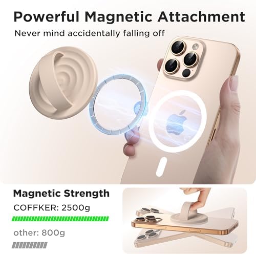 Magnetic Phone Grip for MagSafe, Silicone Ring Grip, Oat - Image 3