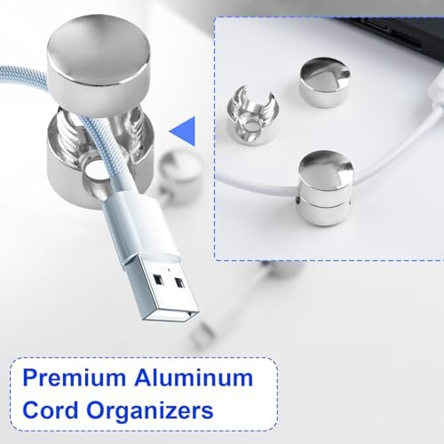 SmallCat 3Sets Charger Holders for Cords, Silver Cord Holder for Nightstand - Image 5