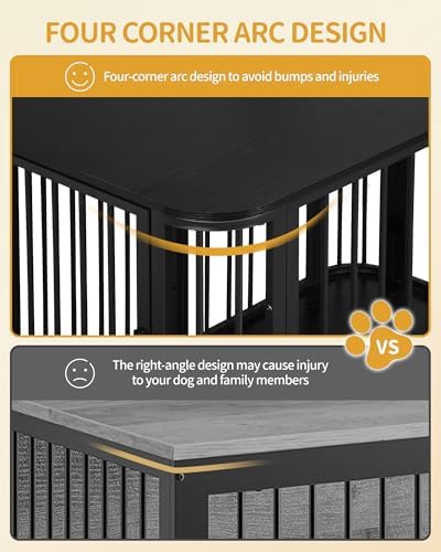 Hzuaneri 39.4'' L Dog Crate Furniture, Wooden Dog Kennel Indoor Dogs Cage - Image 5