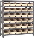 Quantum Storage Systems 1839-104IV Steel Shelving Unit with 4" Shelf Bins, 18" D x 36" W x 39" H, Ivory by QuantumStorageSystems