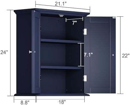 ChooChoo Bathroom Wall Cabinet with 2 Doors, Over The Toilet - Image 3