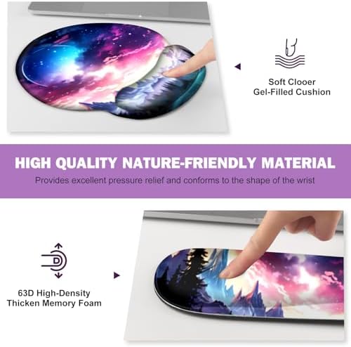 Gaming Mouse Pad, Large Desk Mat, Cute Desk Pad Protector, 4in1 XXL Mousepad + Keyboard Wrist Rest+Mouse Wrist Rest+Coaster Set with Ergonomic Desk Pad for Home Office Table Computer, Purple Hill - Image 5