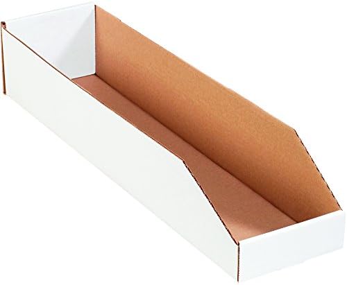 Box USA BBINMT624 Open Top Bin Boxes, 6 x 24 x 4 1/2, Oyster White (Pack of 50) by BOXUSA