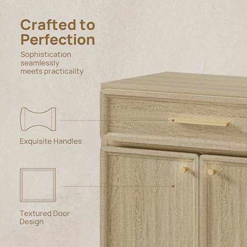 SICOTAS Buffet Cabinet with Storage Tall Modern Accent Storage Cabinet with Doors and Shelves 90 inch Wide Wooden Sideboard Credenza Buffets Console Table Coffee Bar for Kitchen Dining Living Room - Image 4