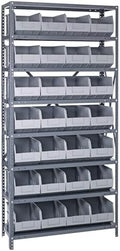 Quantum Storage Systems 1875-463GY Solid Heavy Duty 8 Shelves 28 Stackable Shelf Bins Gray Bins 75" H x 36" W x 18" D by QuantumStorageSystems