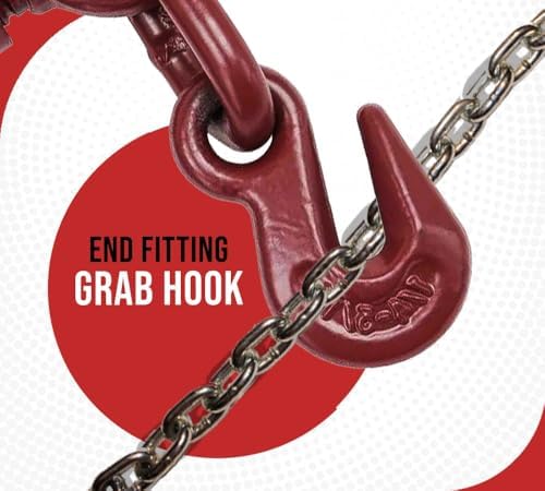 Mytee Products 5/16"-3/8" Heavy Duty Ratchet Lever Load Binder w/Grab Hooks 5,400 Lbs Working Load Limit | Tie Down Hauling Chain Binders for Flatbed Truck Trailer - Image 4