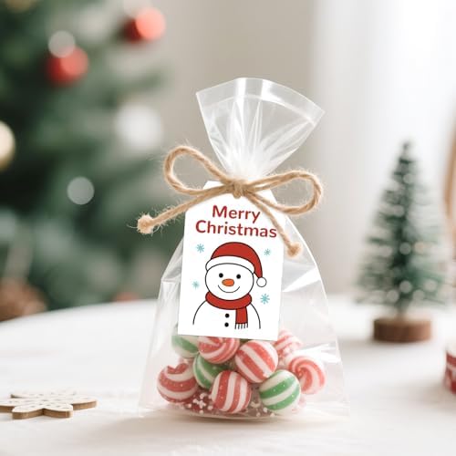 joycraft 50Pcs Merry Christmas Tags with String, Snowman Gift Tags - Image 6