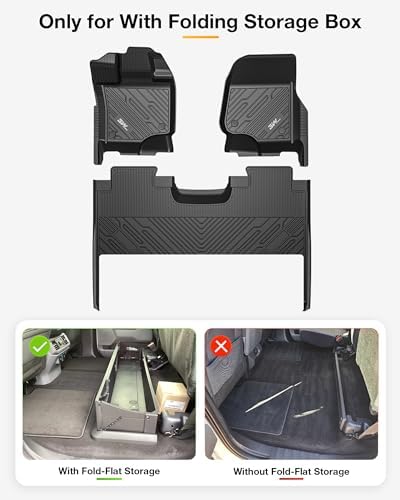 3W Floor Mats for 2015-2026 Ford F150/ F-150 Lightning SuperCrew Cab (w/Fold Flat Storage) - Image 3