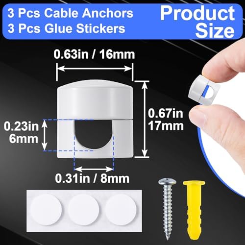 SmallCat 3 Sets Charger Holders for Cords, White Cord Holder for Nightstand - Image 3