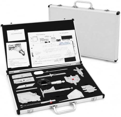 13pcs Welding Gauge Kit, Stainless Steel Welding Measure Gauge Combine Kit Welding Measurement Brief Case Type Tool Kit with Welding Inspection Mirror by YIYIBYUS