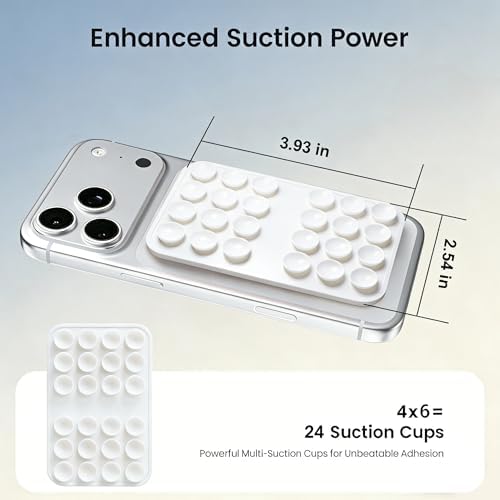 Upgraded Double Sided Silicone Suction Phone Case Detachable Mount, White - Image 3