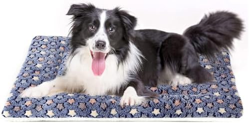 Mora Pets Dog Crate Pad Bed Ultra Soft Pet Mat Star Print Blue 35 x 23 Inch by MoraPets