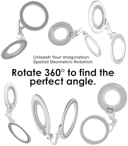 Aulumu G09 Magnetic Ring Grip | Omnidirectional Rotation | MagSafe Compatible | Aluminium Alloy Construction | Stable Dual-Sided Magnetic Attachment | Includes Handle Ring Phone Stand- Black - Image 3