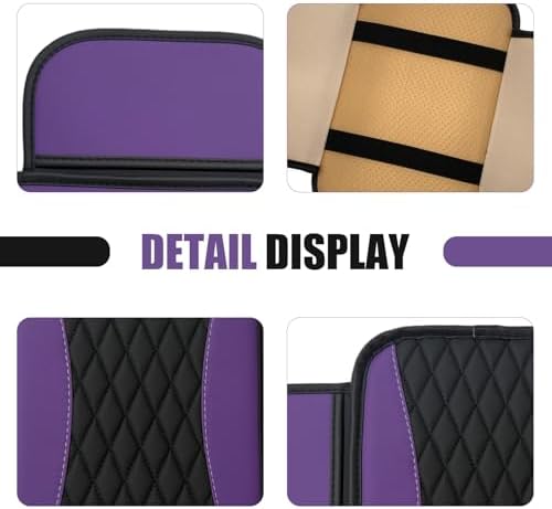 Car Center Console Cover, Upgraded Patchwork Leather Arm Rest Cover with Side Storage Pockets, Comfortable Auto Armrest Protector Cushion, Universal Middle Console Pad for SUV, Sedan (Purple) - Image 3